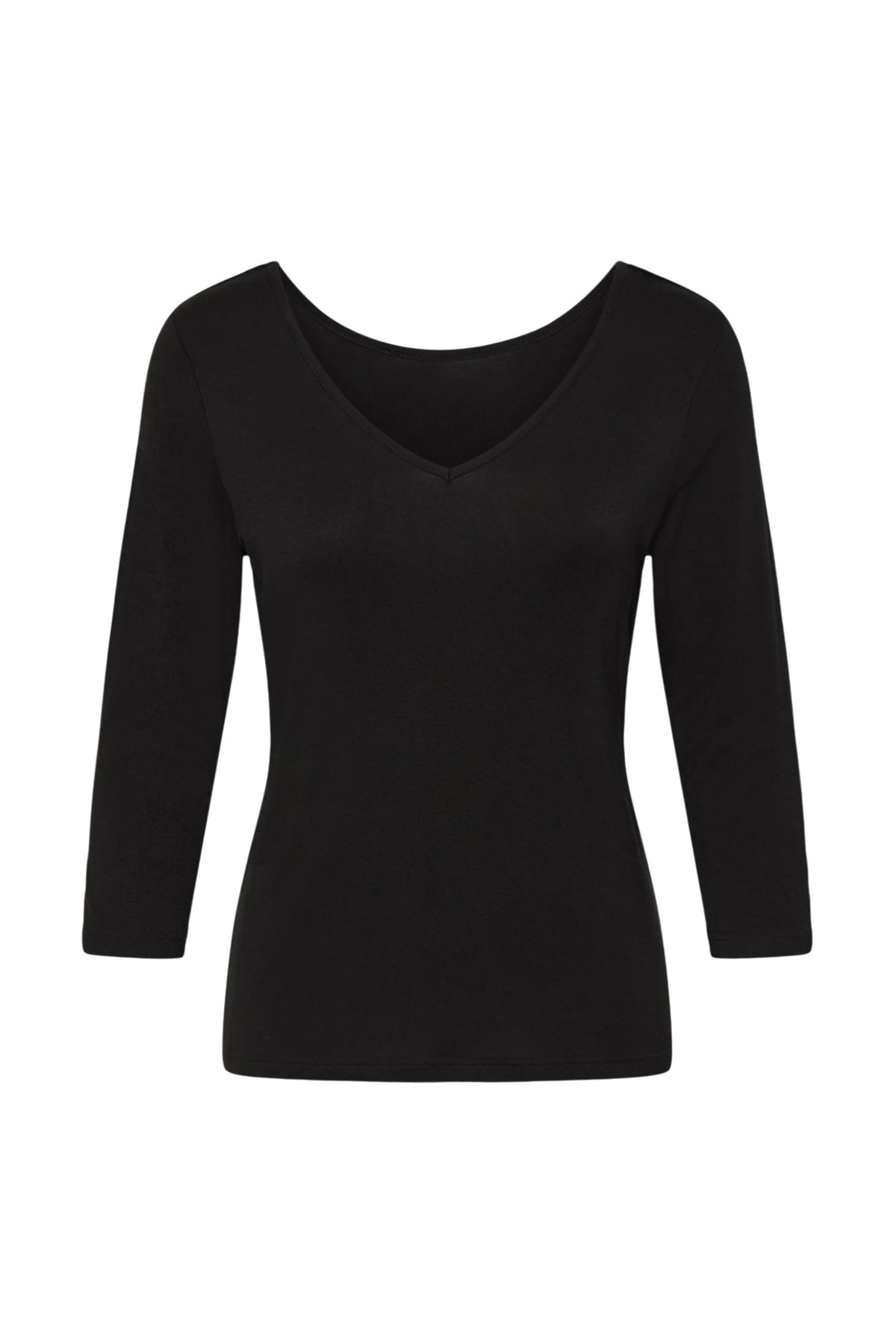 Fransa FRDOTTA TEE 1 Black Reversible 3/4 Sleeve Top – product front. Shop Fransa at Dotique.