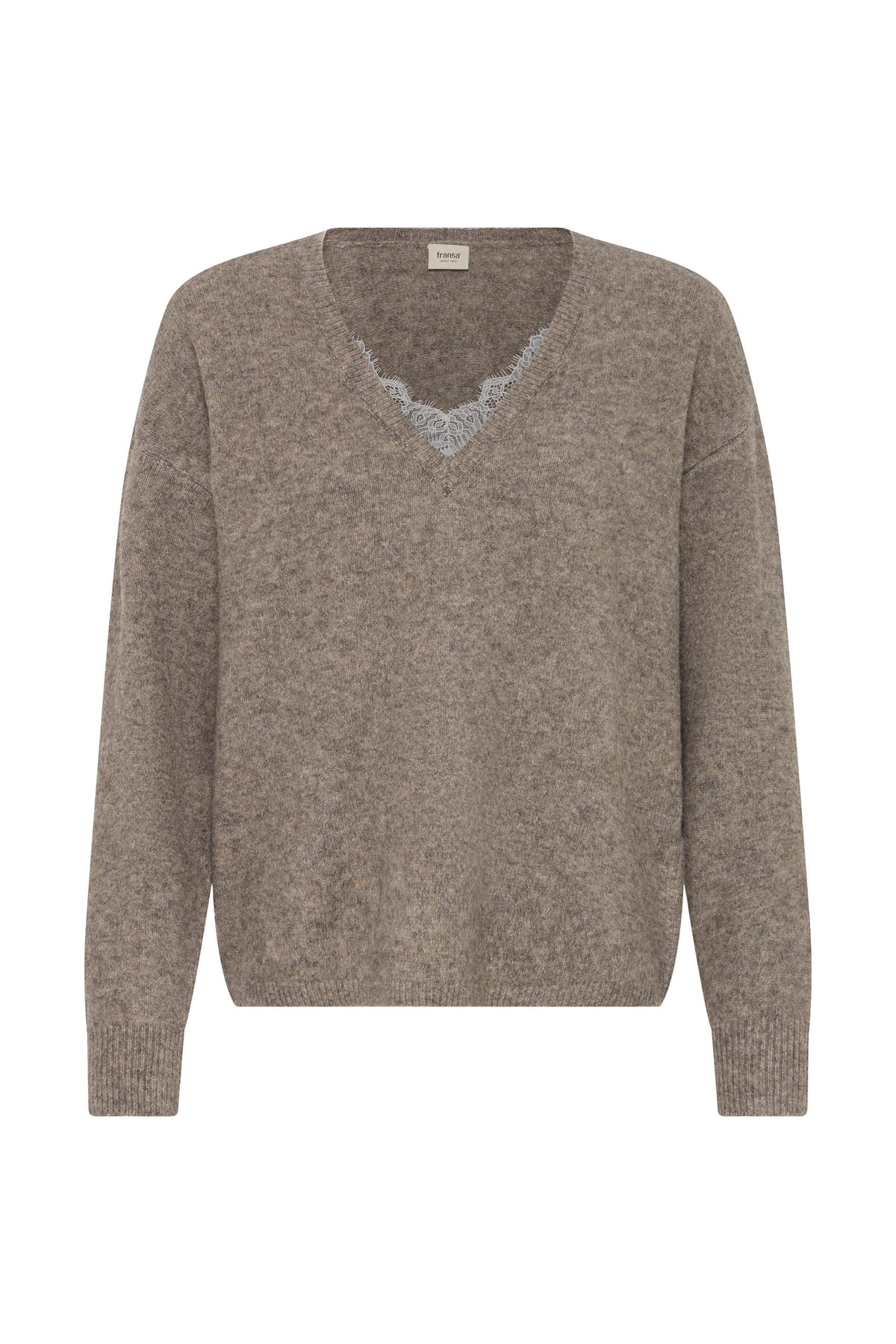 Fransa FRELLEN PU 3 Driftwood Mix Jumper – product front. Shop Fransa at Dotique.