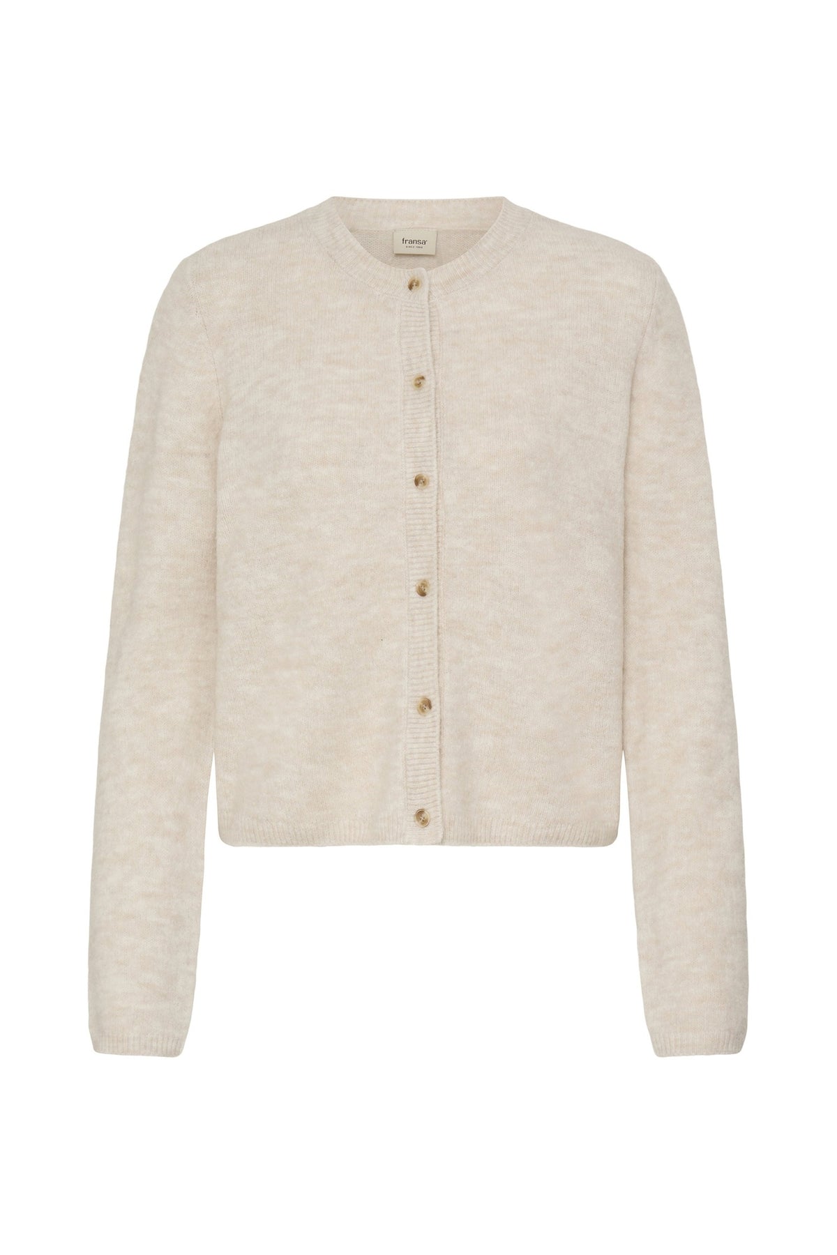Fransa FRELLIS CAR 2 Oatmeal Melange Cardigan – product front. Shop Fransa at Dotique.
