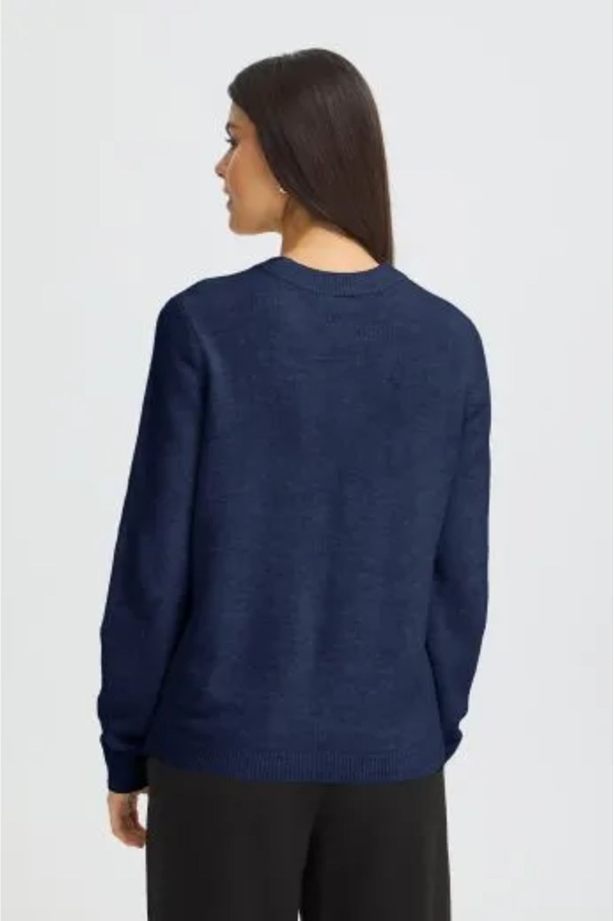 Fransa FRELLIS PU 1 Blue Depths Melange Jumper – model back. Shop Fransa at Dotique.
