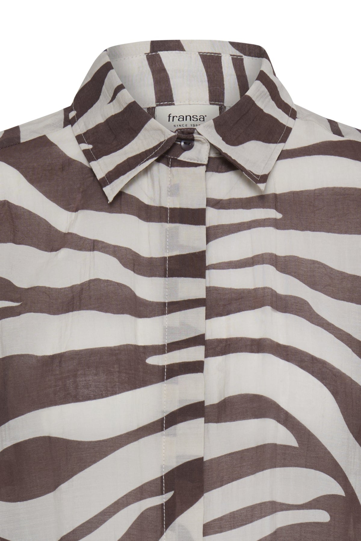 Fransa FRELODIE SH 1 Wildstripe Hot Fudge Shirt – detail. Shop Fransa at Dotique.