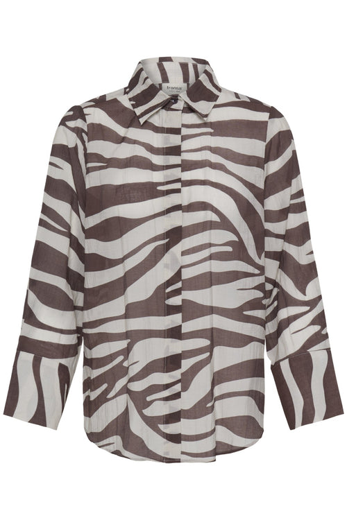Fransa FRELODIE SH 1 Wildstripe Hot Fudge Shirt – product front. Shop Fransa at Dotique.