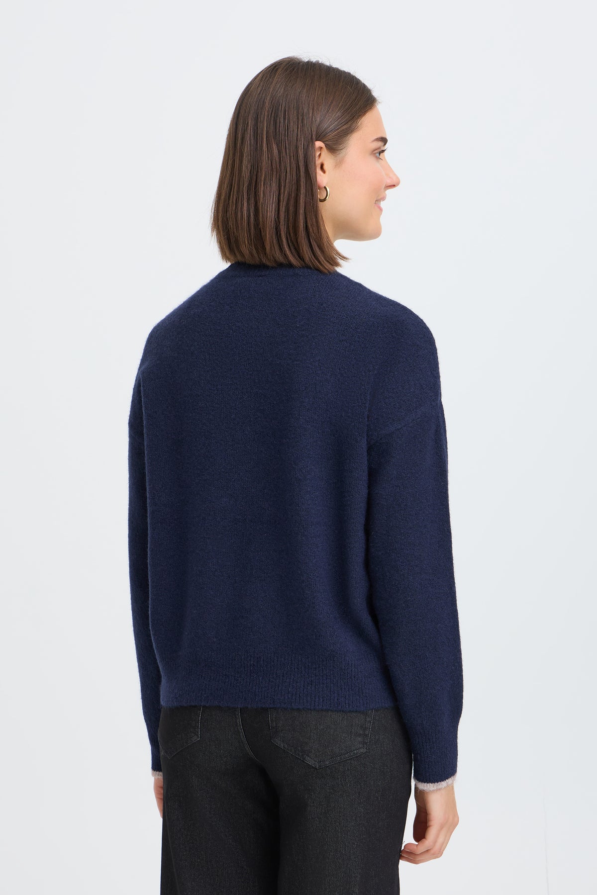 Fransa FRFLORENCE PU 2 Salute Text Jumper – model back. Shop Fransa at Dotique.