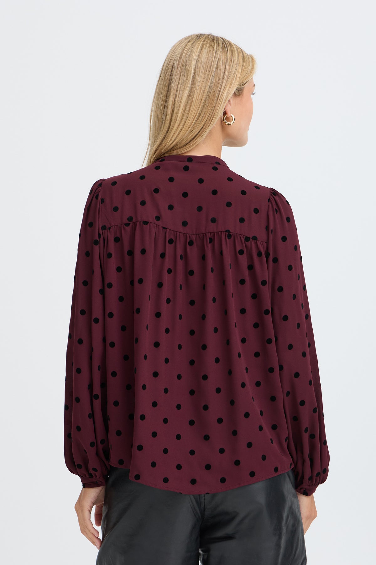 Fransa FRFLOT SH 1 Flock Dot Port Royale Shirt – model back. Shop Fransa at Dotique.