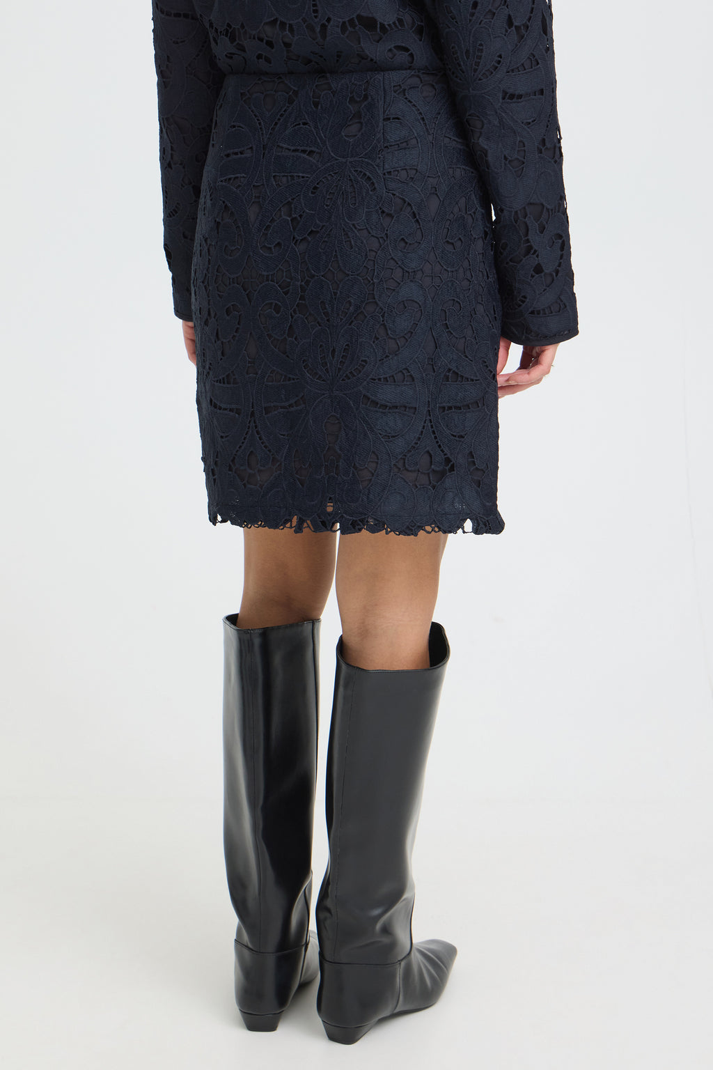 Fransa FRGABRIELLE SK 1 Salute Skirt – model back. Shop Fransa at Dotique.
