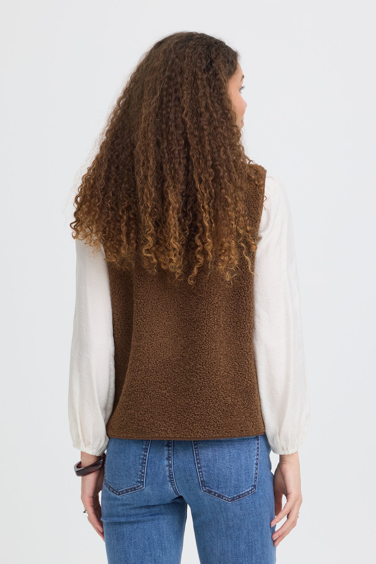 Fransa FRGWYNNE WA 3 Rain Drum Waistcoat – model back. Shop Fransa at Dotique.