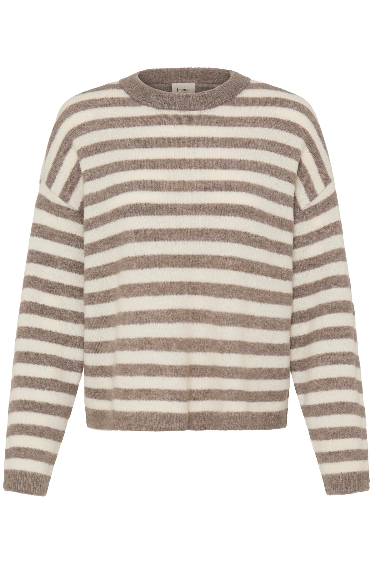 Fransa FRIDAA PU 1 Driftwood Stripe Jumper – product front. Shop Fransa at Dotique.