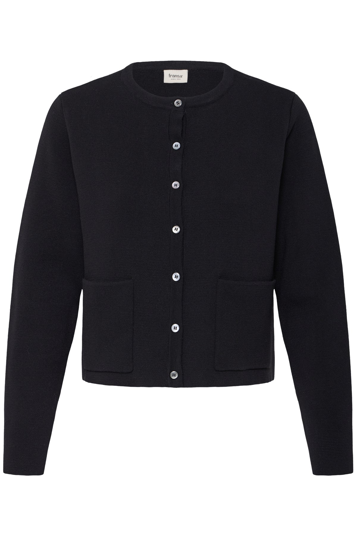 Fransa FRITA CAR 14 Black Cardigan – product front. Shop Fransa at Dotique.