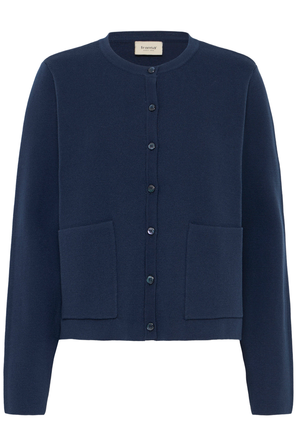 Fransa FRITA CAR 14 Navy Blazer Cardigan – product front. Shop Fransa at Dotique.