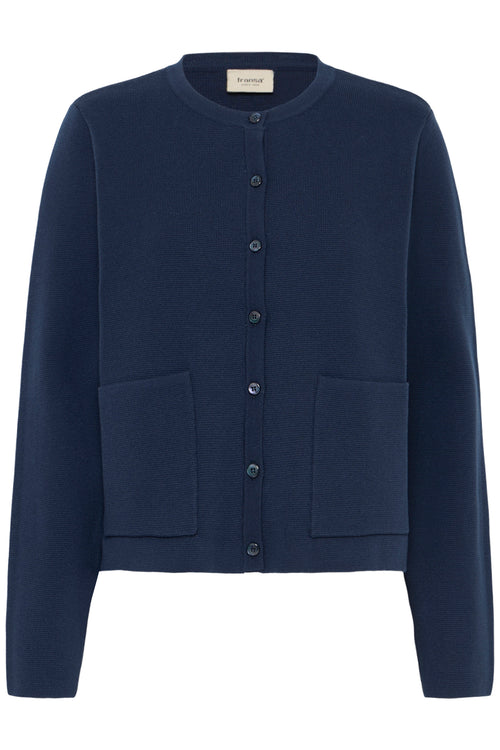 Fransa FRITA CAR 14 Navy Blazer Cardigan – product front. Shop Fransa at Dotique.