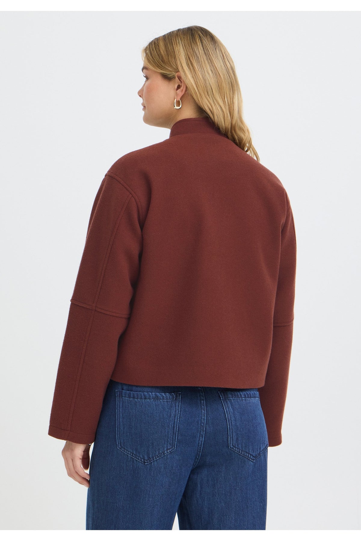 Fransa FRJOA JA 2 Rum Raisin Melange Jacket – model back. Shop Fransa at Dotique.