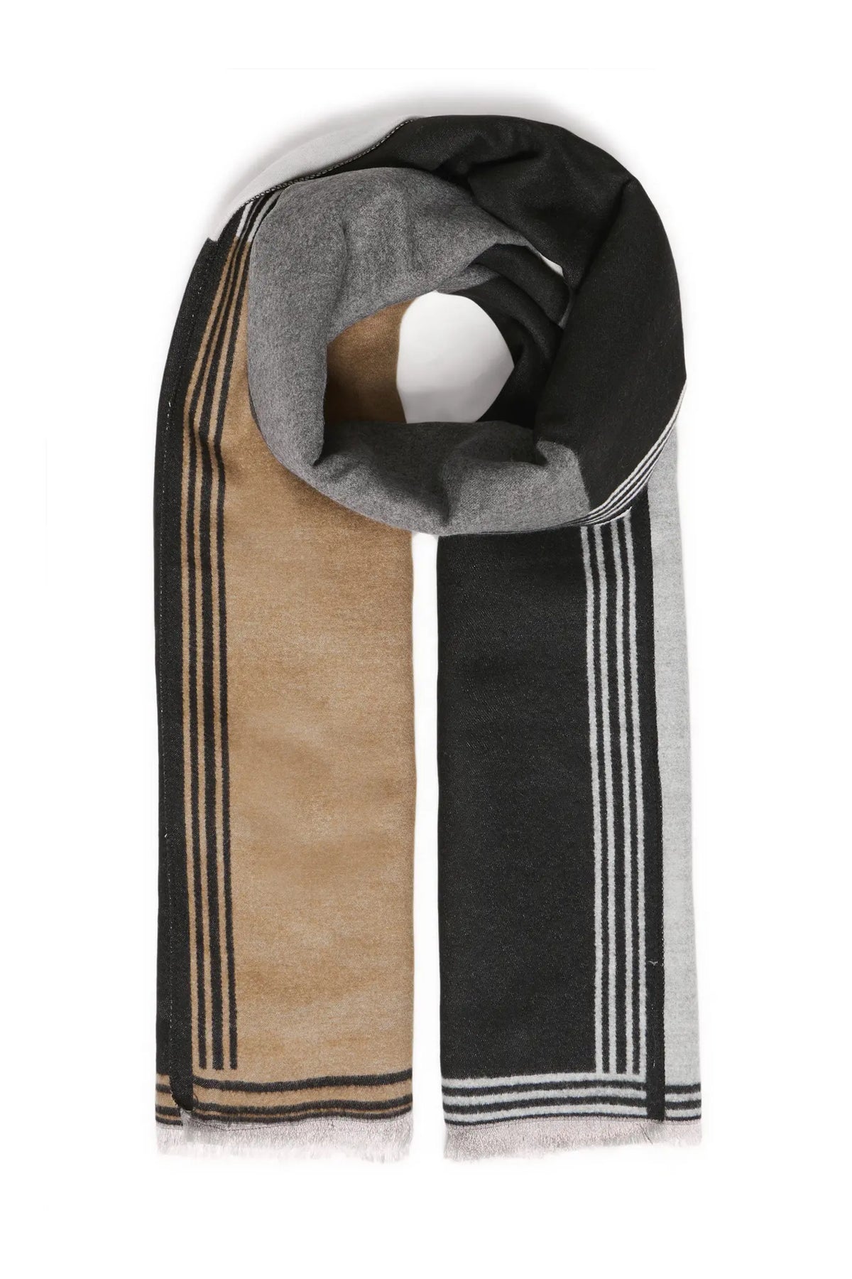 Fransa FRJONAH SCARF 1 Check Rain Drum with Tobacco Scarf – product. Shop Fransa at Dotique.