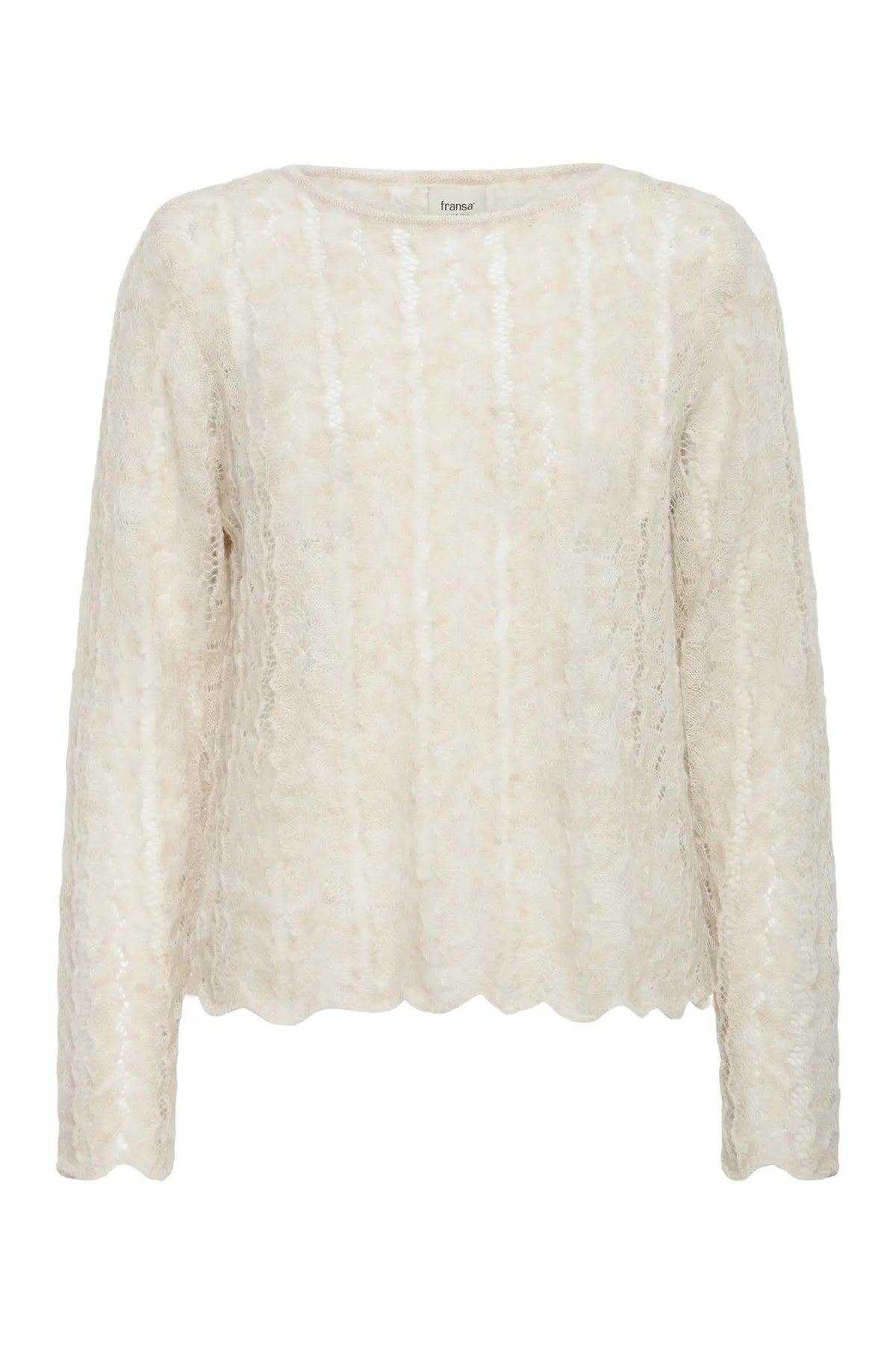 Fransa FRLACY PU 1 Oatmeal Melange Jumper – product front. Shop Fransa at Dotique.
