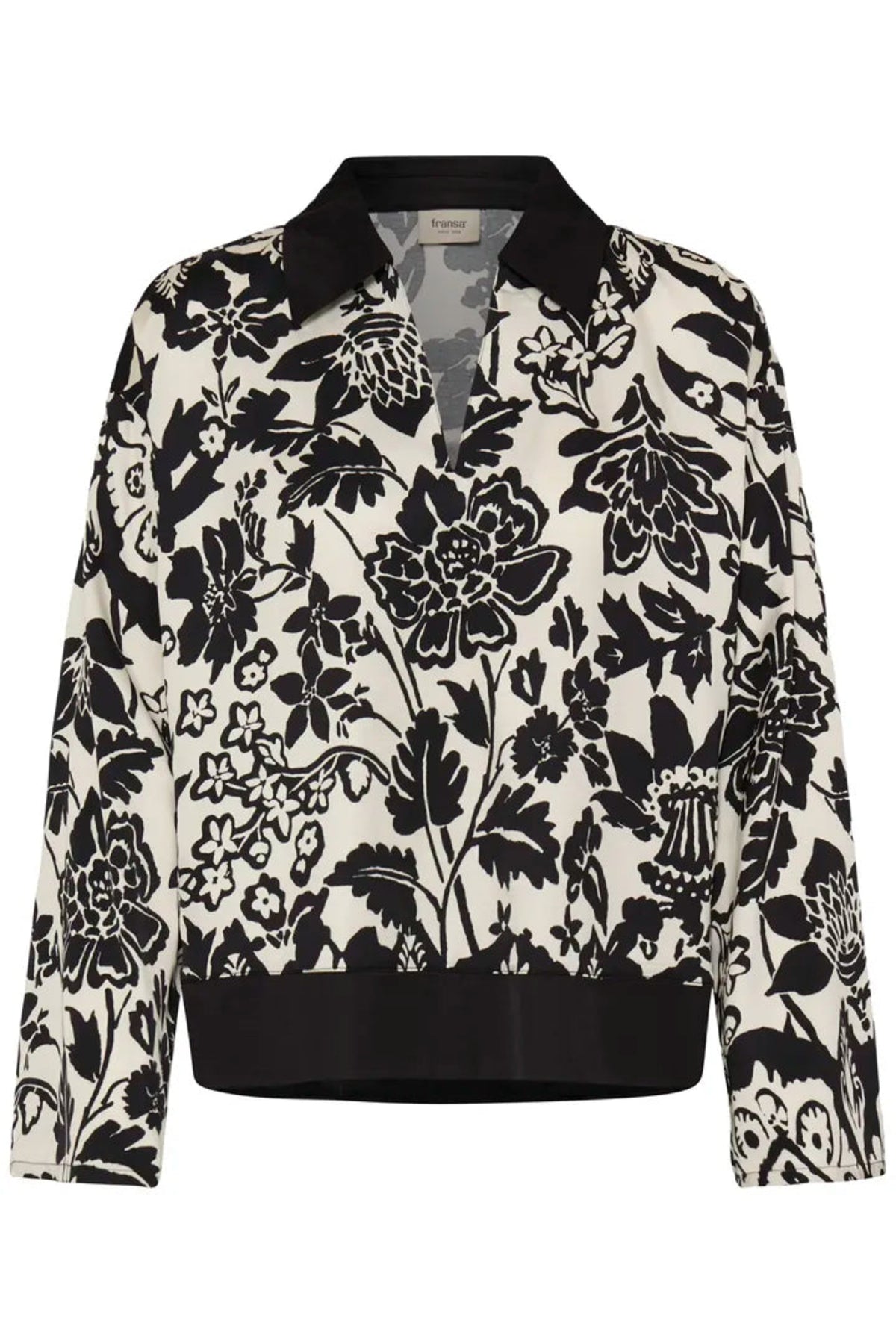 Fransa FRLOTTI BL 1 Pumicestone Black Blouse – product front. Shop Fransa at Dotique.