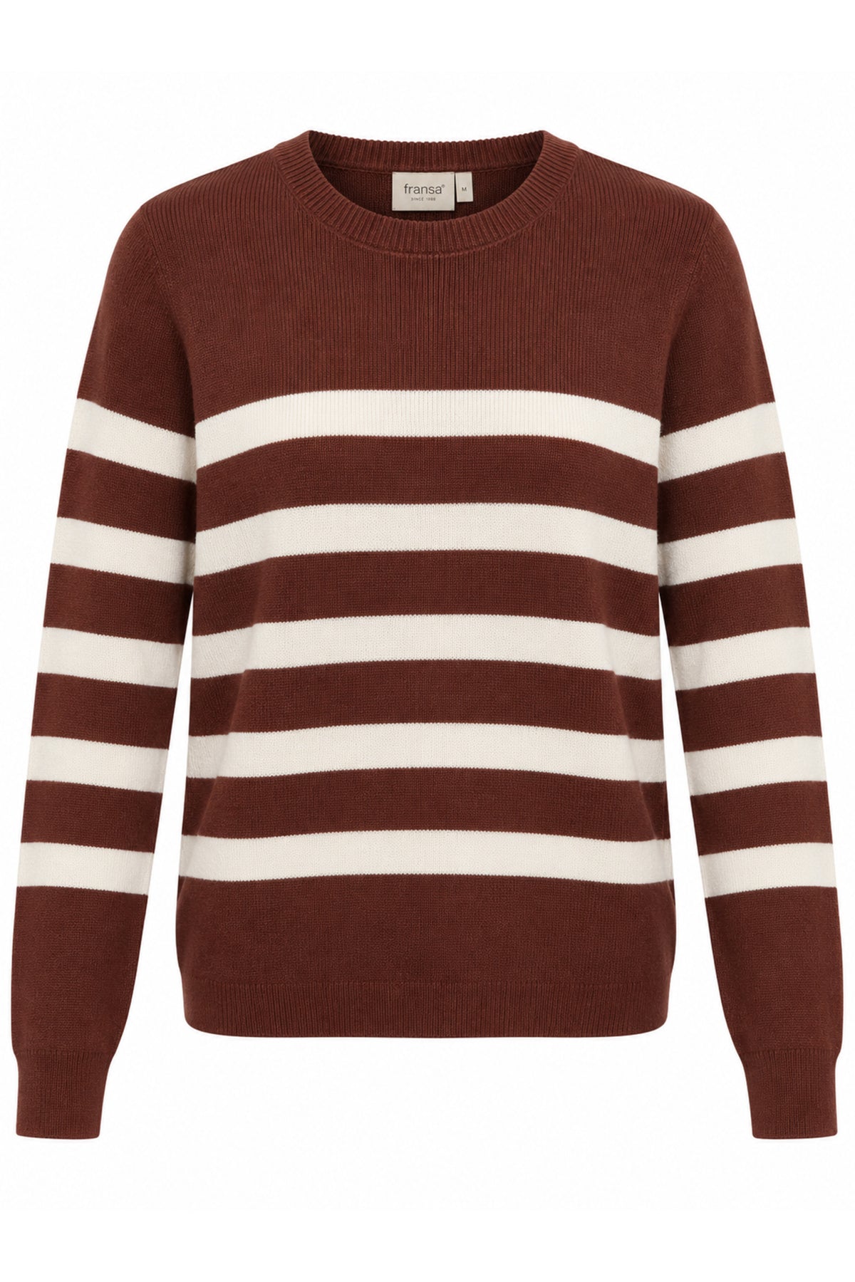 Fransa FRMARIA PU 1 Rum Raisin Stripe Jumper – product front. Shop Fransa at Dotique.