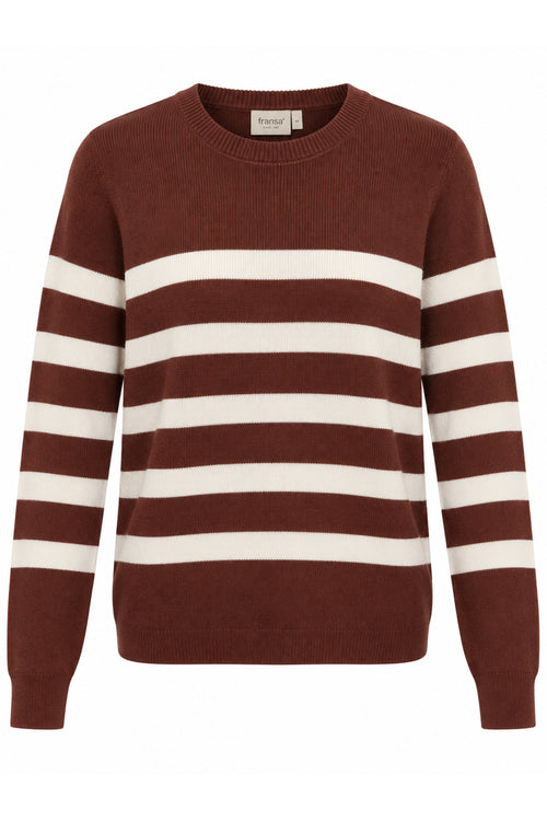 Fransa FRMARIA PU 1 Rum Raisin Stripe Jumper – product front. Shop Fransa at Dotique.