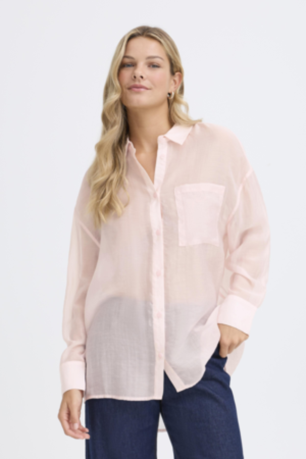 Fransa FRSAIRA rose smoke shirt with long sleeves and button front at Dotique