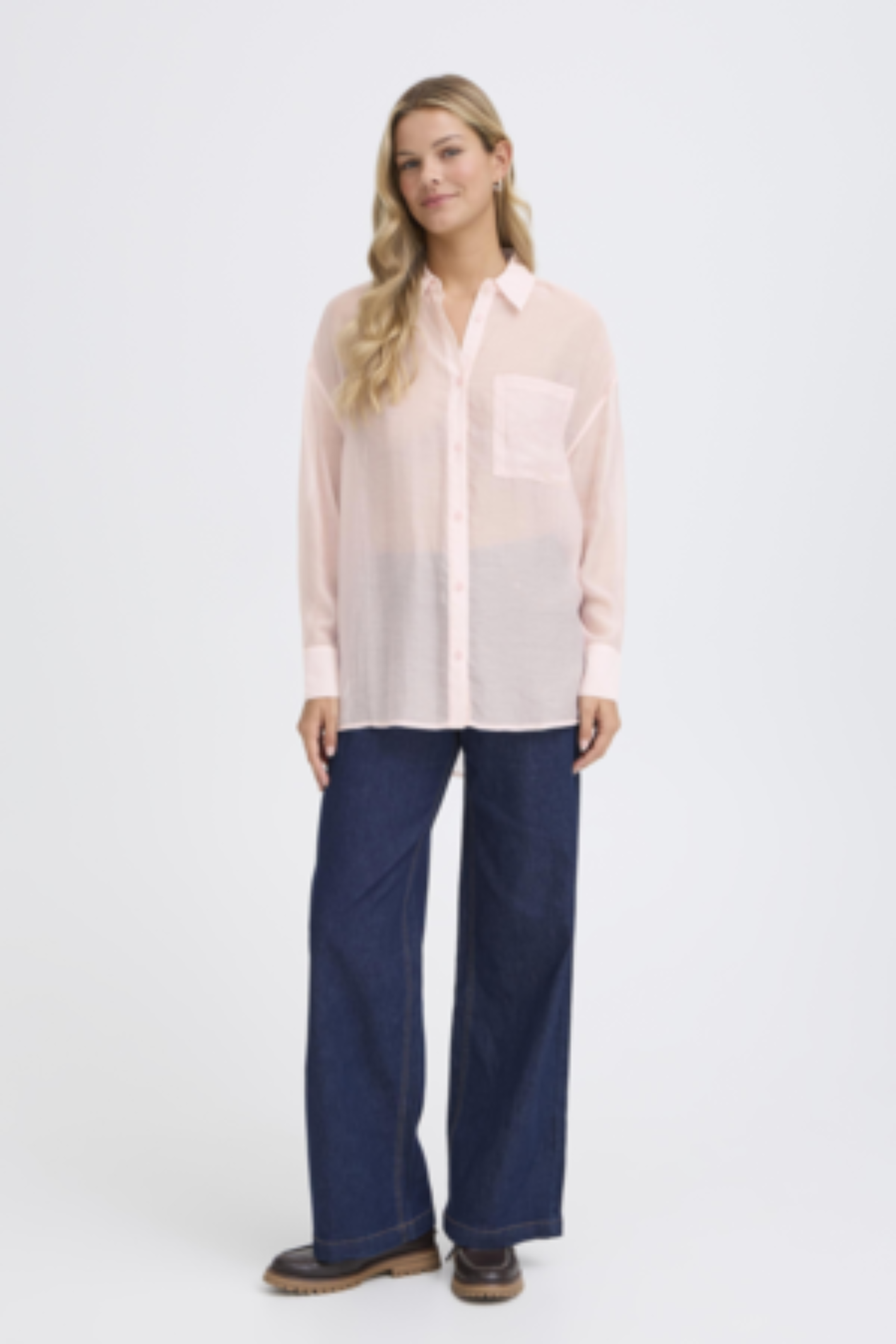 Fransa FRSAIRA rose smoke shirt with long sleeves and button front at Dotique