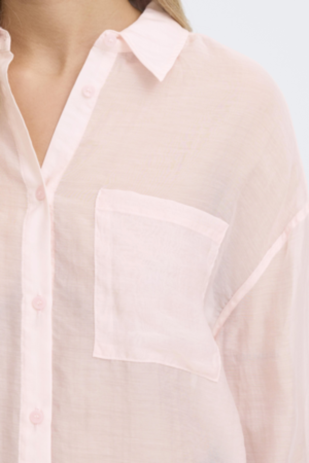 Fransa FRSAIRA rose smoke shirt with long sleeves and button front at Dotique