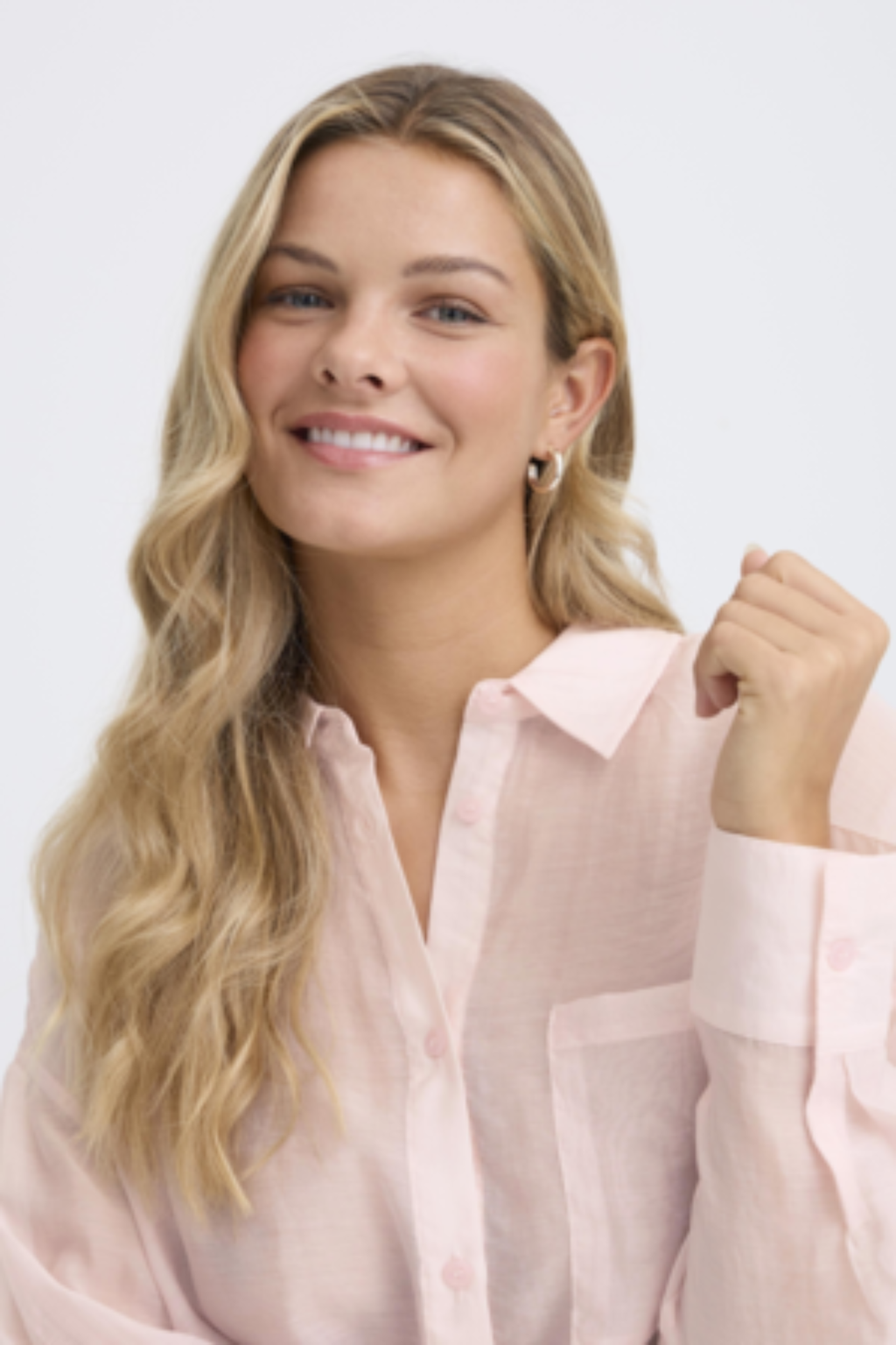 Fransa FRSAIRA rose smoke shirt with long sleeves and button front at Dotique