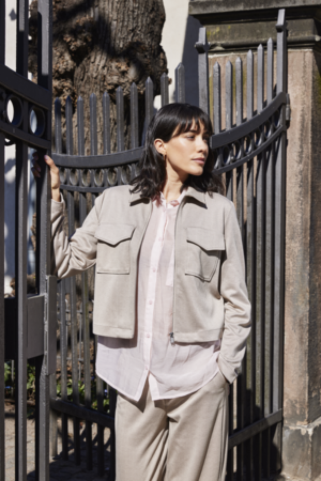 Fransa FRSAIRA rose smoke shirt with long sleeves and button front at Dotique