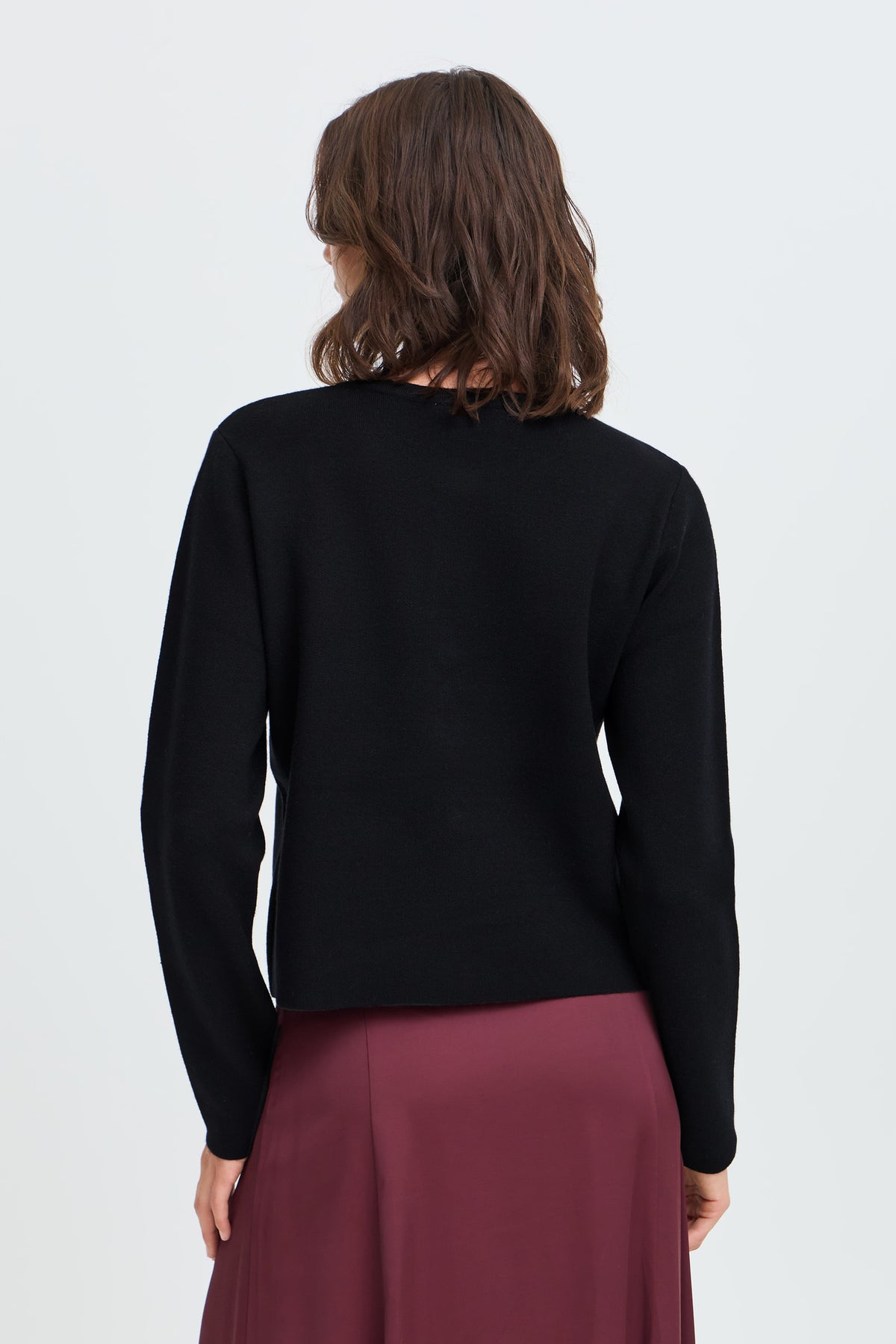 Fransa FRSALLY CAR 9 Meteorite Cardigan – model back. Shop Fransa at Dotique.