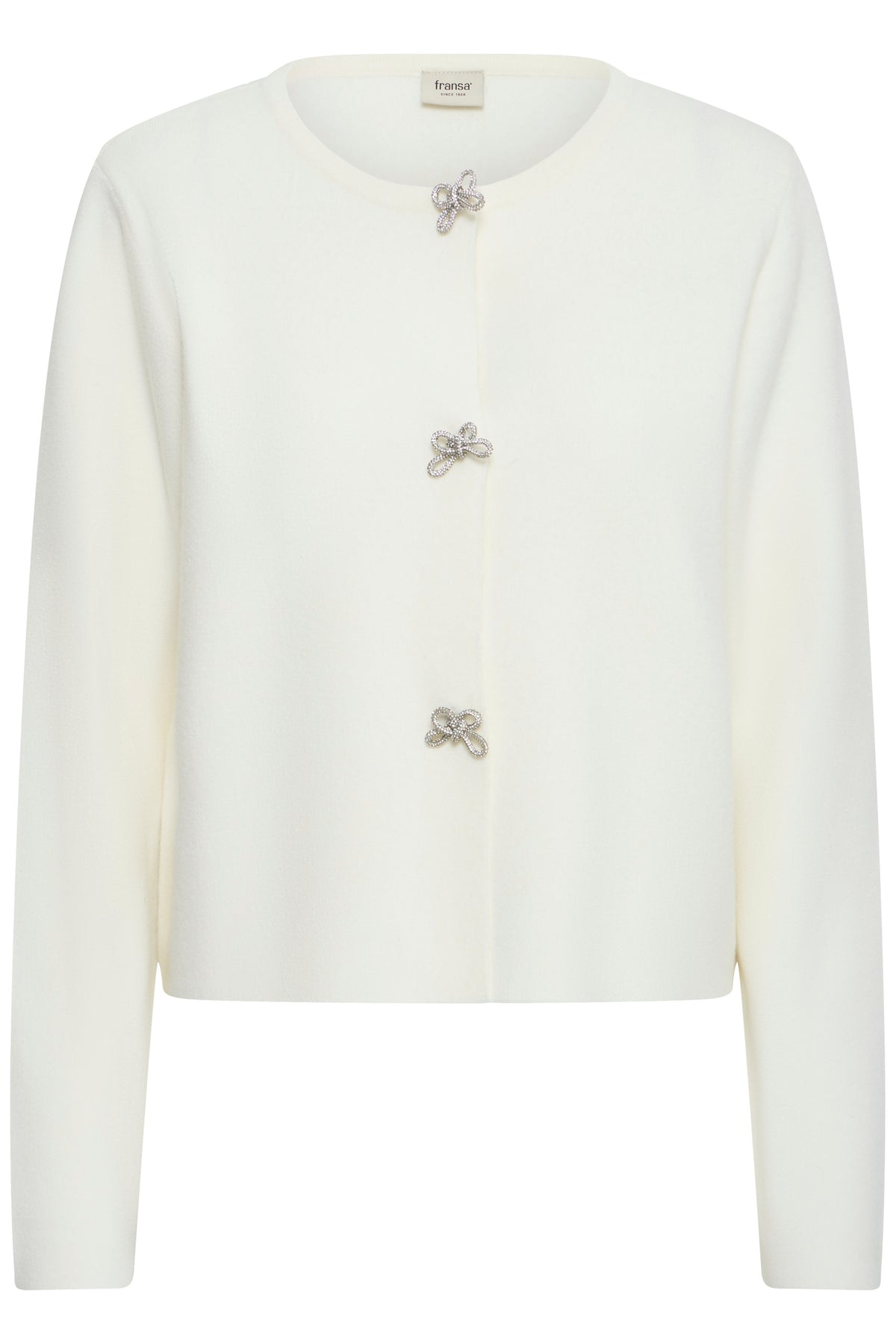 Fransa FRSALLY CAR 9 Whisper White Cardigan – product front. Shop Fransa at Dotique.