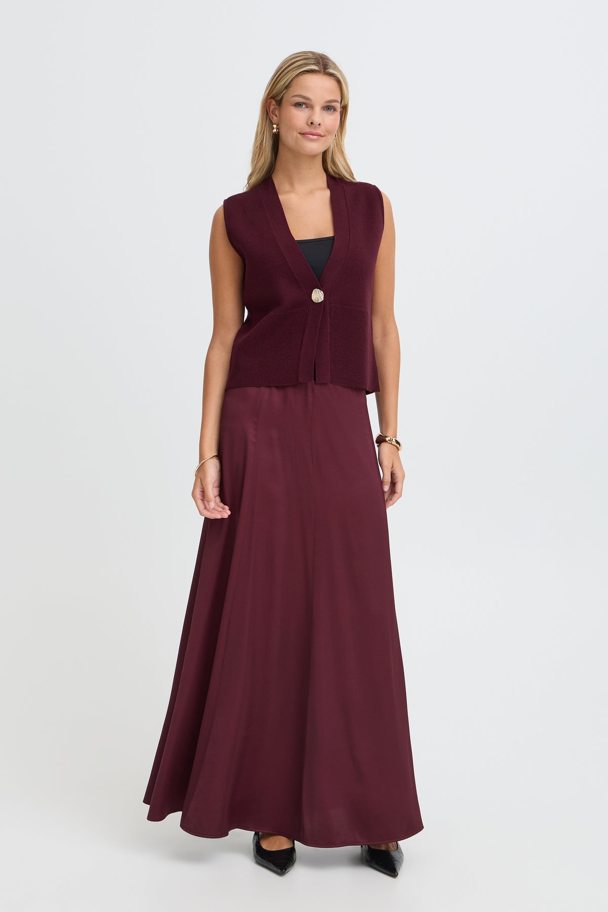 Fransa FRSALLY WA 3 Port Royale Waistcoat – model front. Shop Fransa at Dotique.