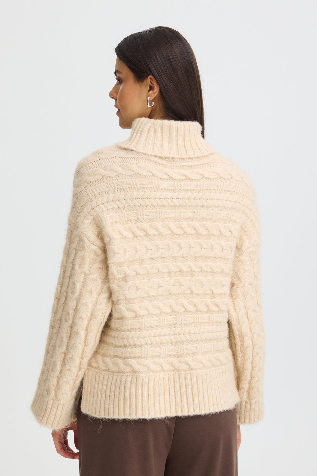 Fransa FRSASHA PU 1 Oatmeal Melange Jumper – model back. Shop Fransa at Dotique.