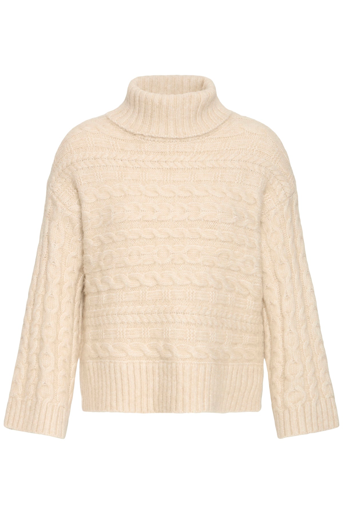 Fransa FRSASHA PU 1 Oatmeal Melange Jumper – product front. Shop Fransa at Dotique.
