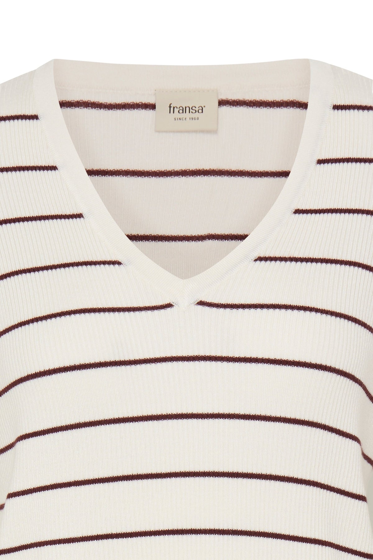 Fransa FRVANILLA PU 1 Whisper White Stripe Jumper – detail. Shop Fransa at Dotique.