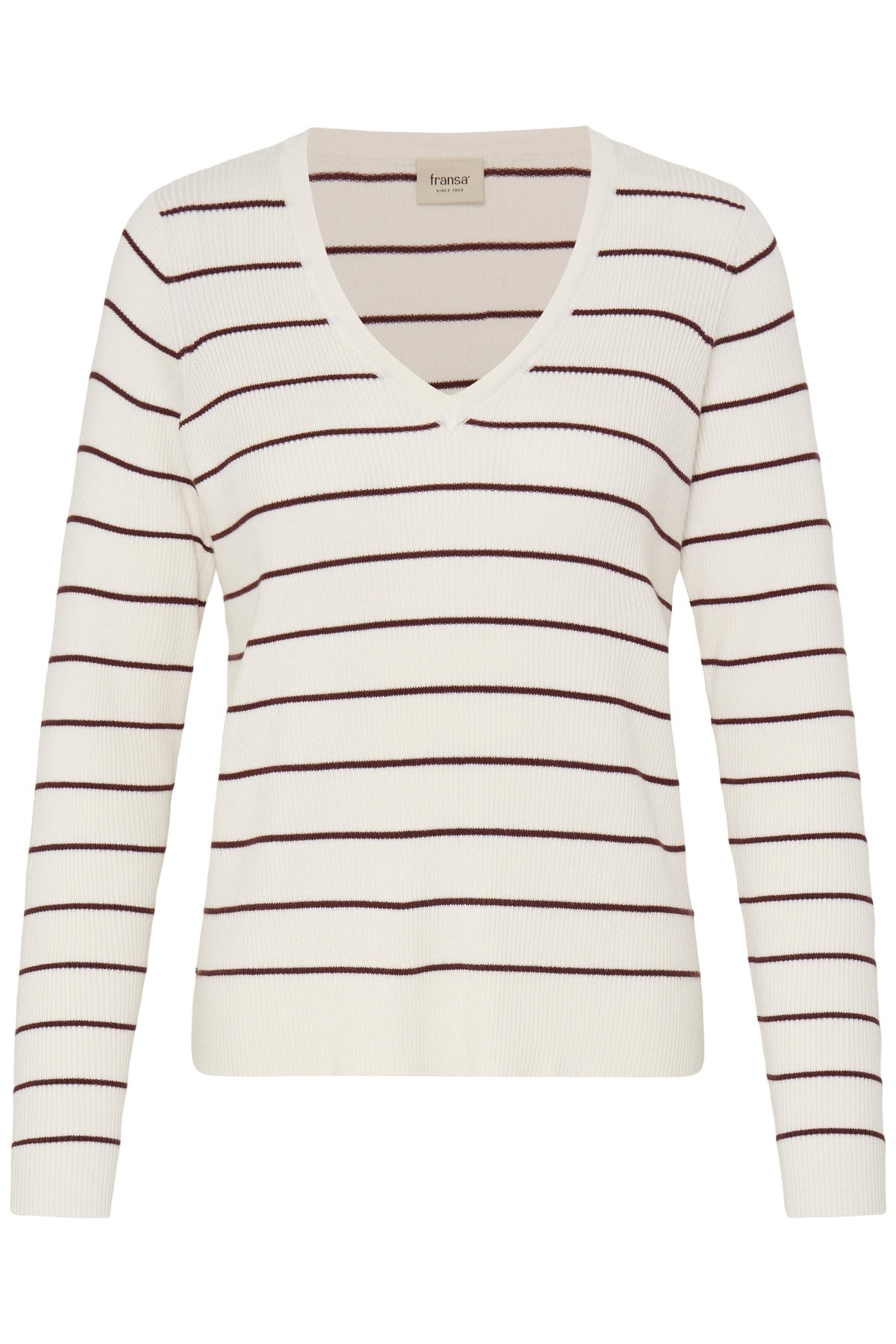 Fransa FRVANILLA PU 1 Whisper White Stripe Jumper – product front. Shop Fransa at Dotique.