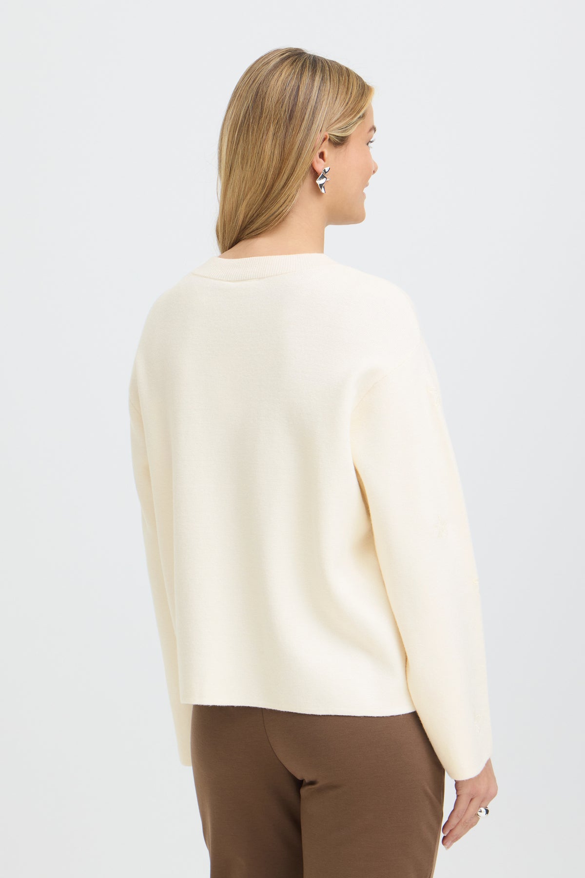 Fransa FRVERA PU 1 Whisper White Jumper – model back. Shop Fransa at Dotique.