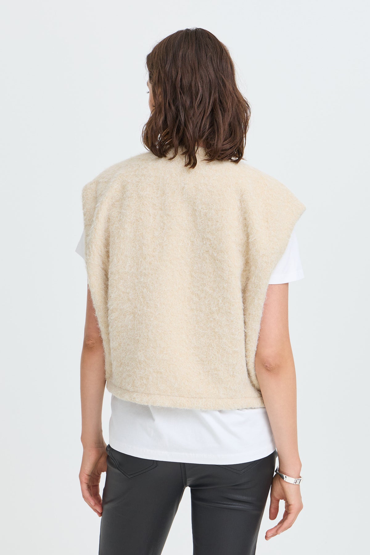 Fransa FRWISTERA WA 1 Oyster Gray Waistcoat – model back. Shop Fransa at Dotique.
