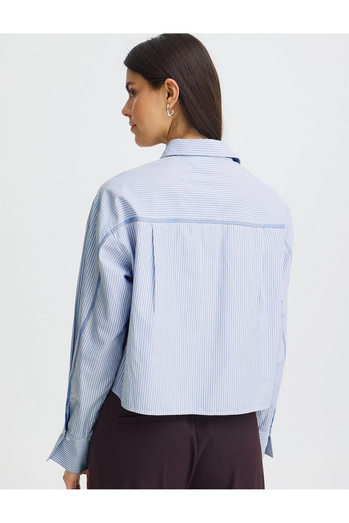 Fransa FRYARA SH 1 Blue Blizzard Stripe Shirt – model back. Shop Fransa at Dotique.