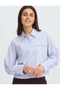 Fransa FRYARA SH 1 Blue Blizzard Stripe Shirt – model front. Shop Fransa at Dotique.