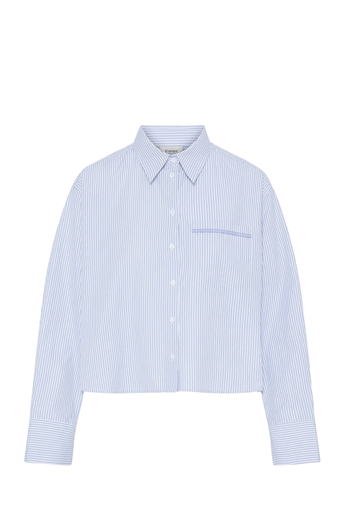 Fransa FRYARA SH 1 Blue Blizzard Stripe Shirt – product front. Shop Fransa at Dotique.