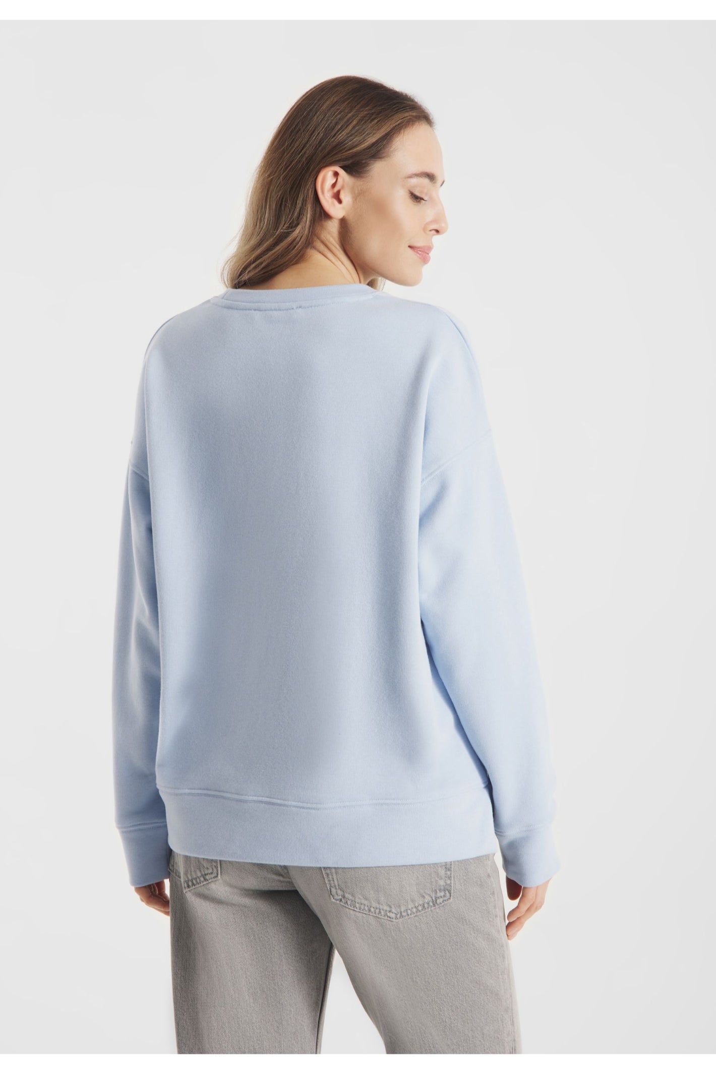 Back view of Frieda & Freddies 261222 Light Blue Sweatshirt by frieda & freddies shop frieda & freddies at Dotique