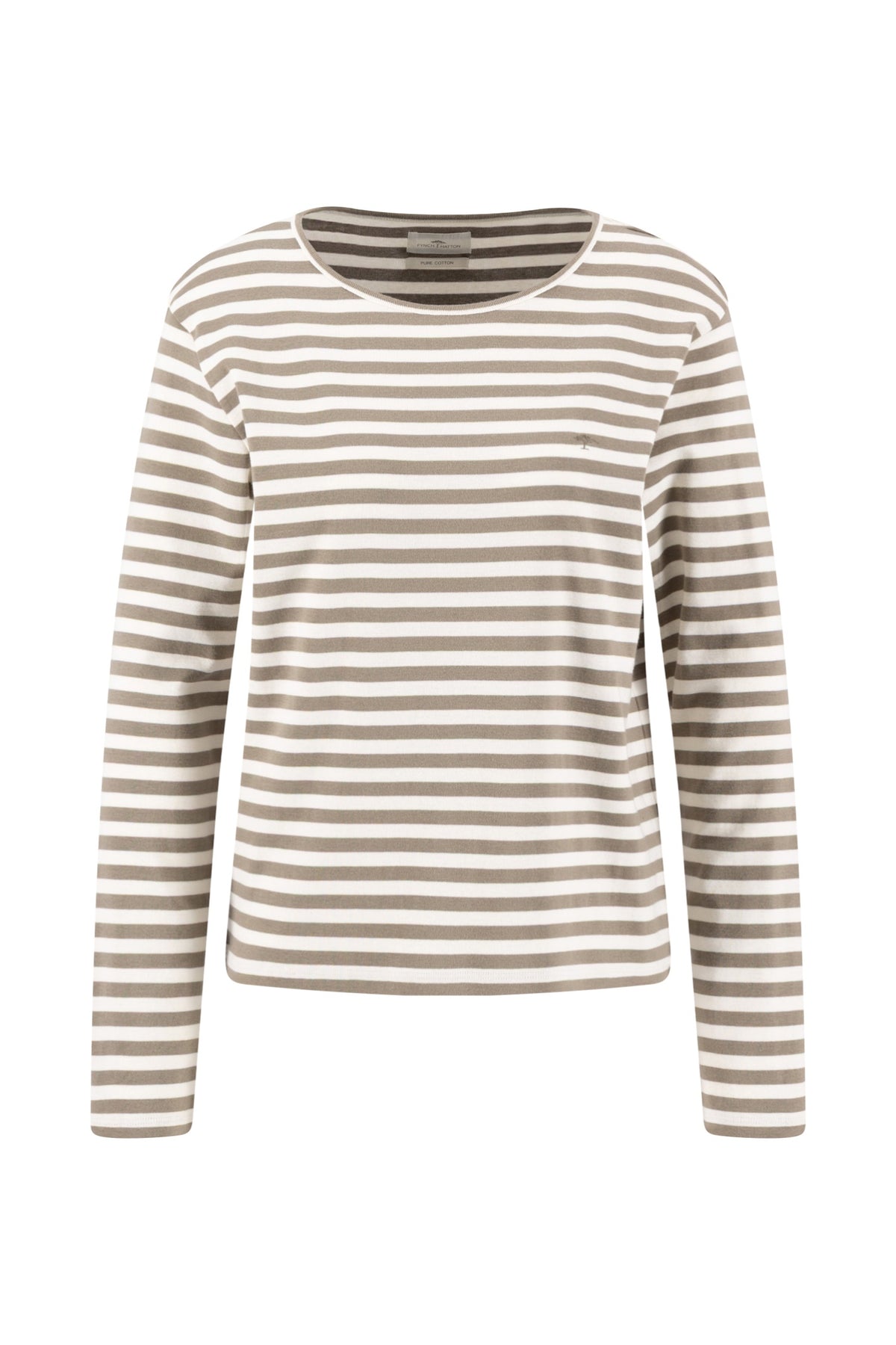 Fynch Hatton 2614 6235 1x1 Rib Stripe Long Sleeve Top Dusty Green