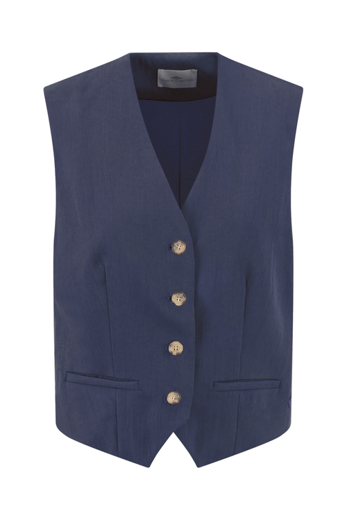 Fynch Hatton 26035266 Galaxy Blue Tank Top Soft Twill in rich navy with button closure and tailored pockets, shop Fynch Hatton at Dotique.