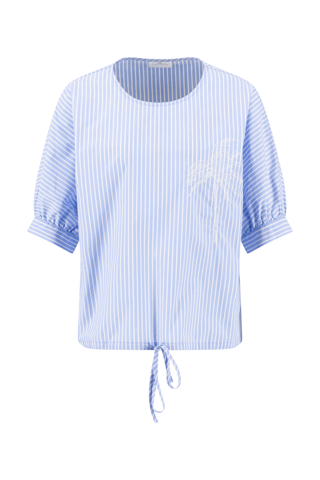 Fynch Hatton 26041458 Cornflower Blue Blouse Ruffel Bind Stripe