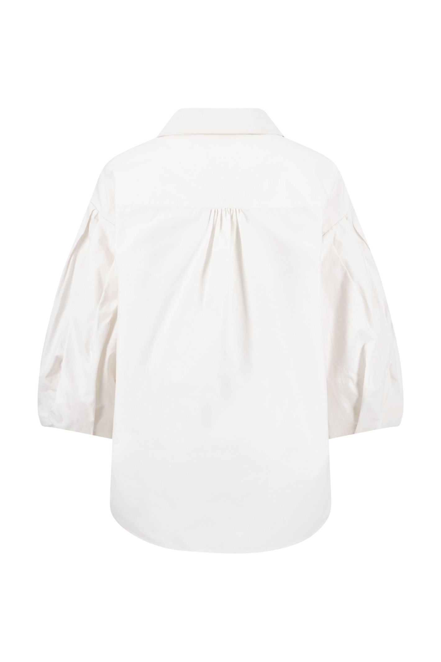 Fynch Hatton 26021493 Milk Blouse Puffy Sleeves Solid in soft white with voluminous sleeves, classic collar, shop Fynch Hatton at Dotique.