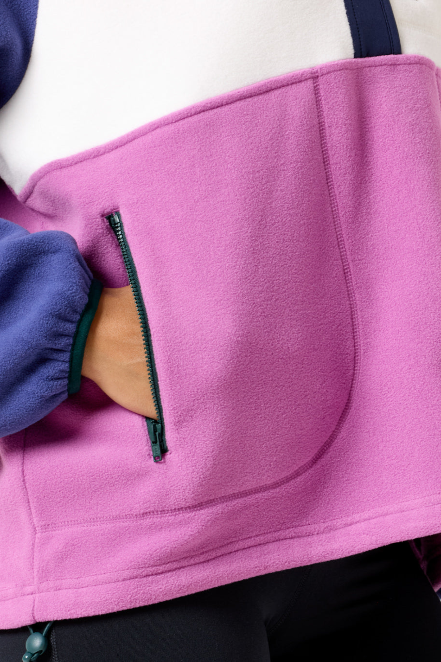 Gym + Coffee snap polar fleece in crisp pink from Dotique