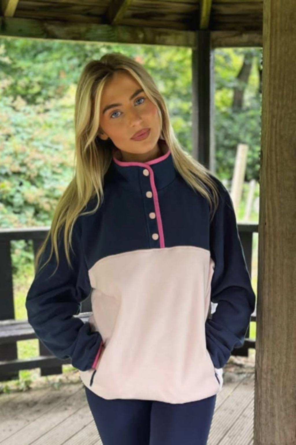 Gym+Coffee powder pink half snap polar fleece women’s jacket