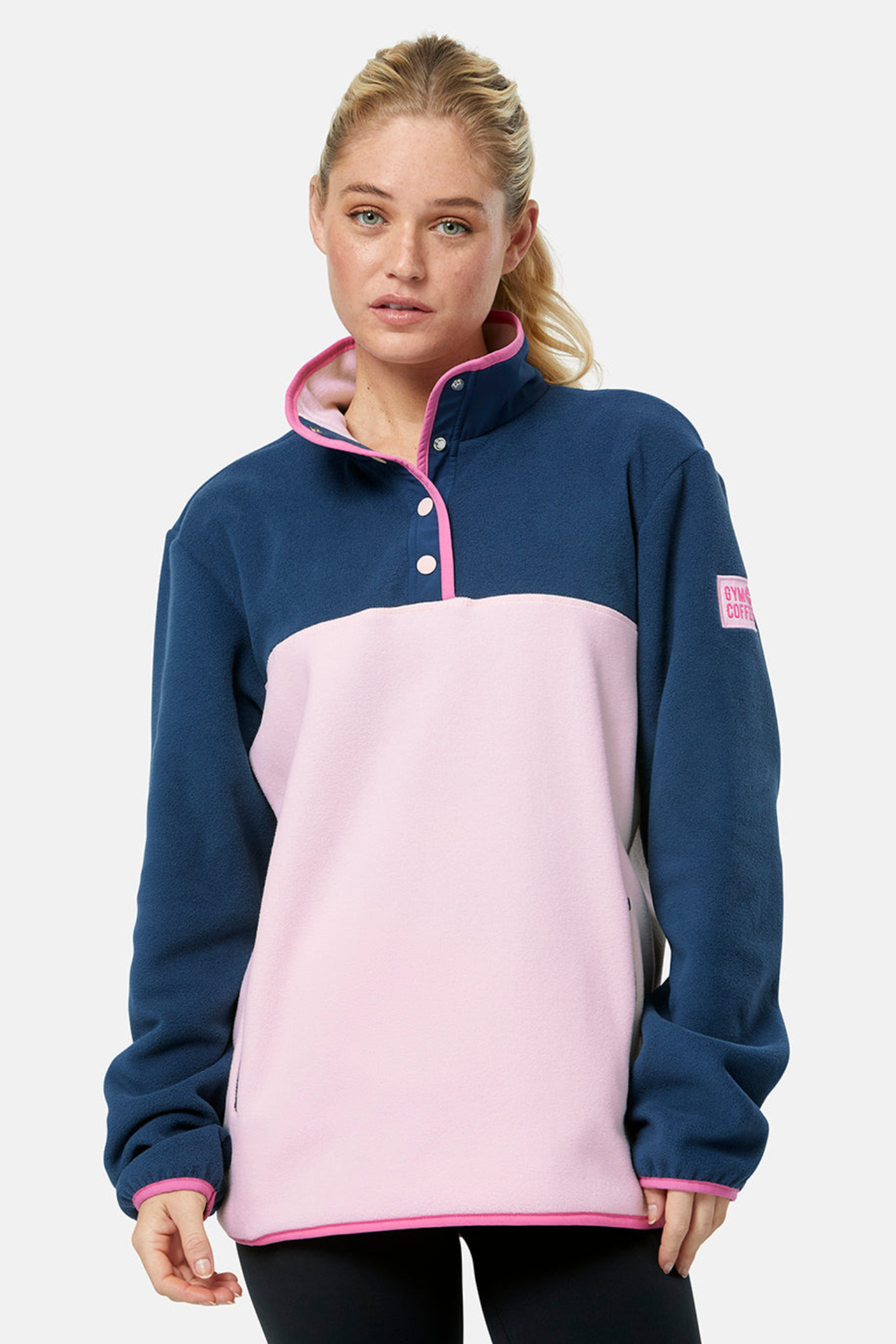 Gym+Coffee powder pink half snap polar fleece women’s jacket