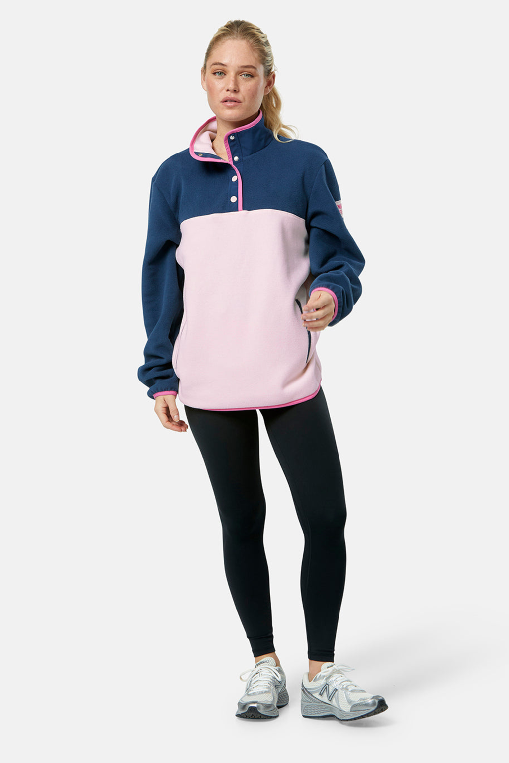 Gym+Coffee powder pink half snap polar fleece women’s jacket