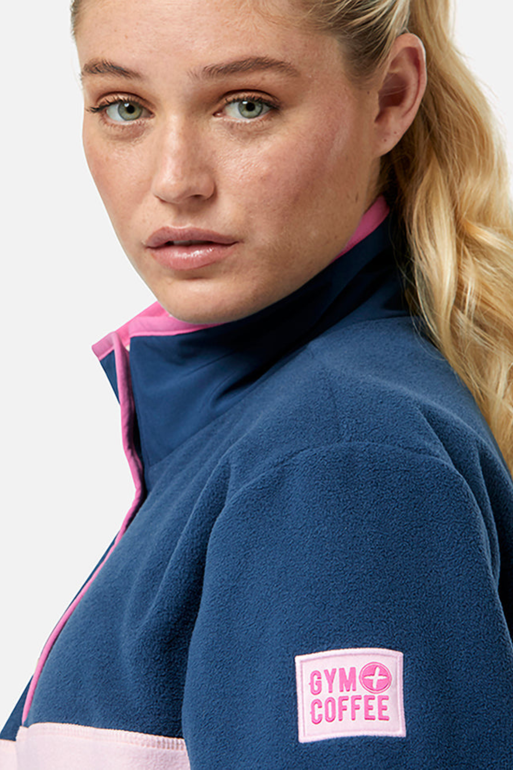 Gym+Coffee powder pink half snap polar fleece women’s jacket