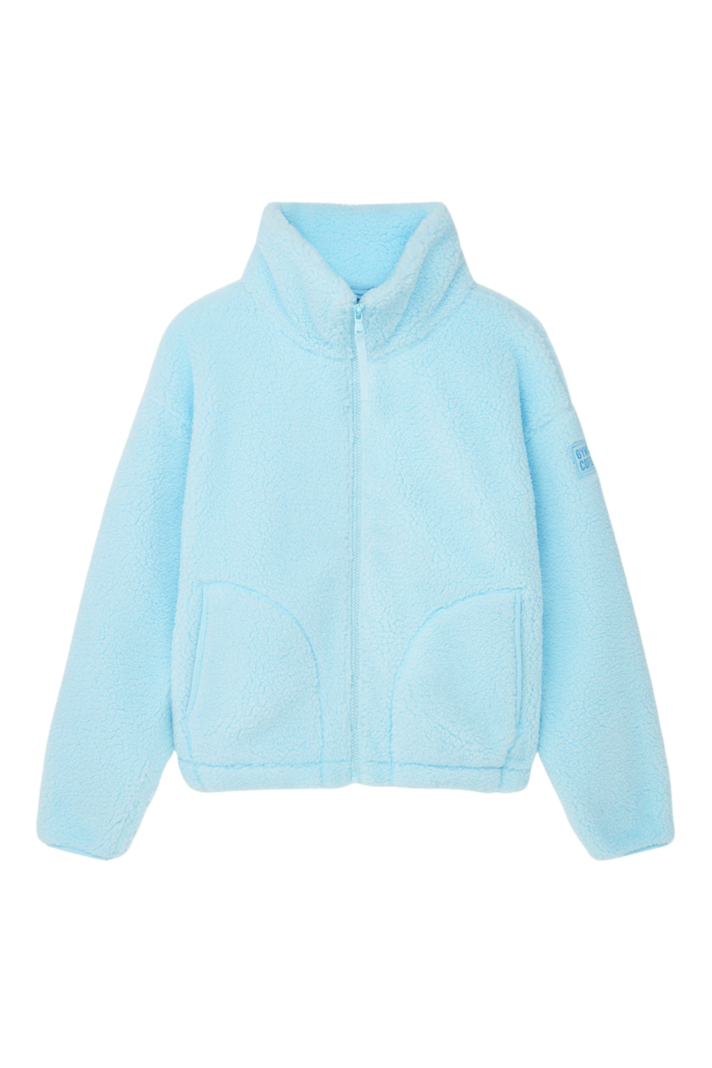 Gym+Coffee Industry Fleece High Collar Jacket in Baby Blue by Gym+Coffee soft fleece jacket Shop Gym+Coffee at Dotique