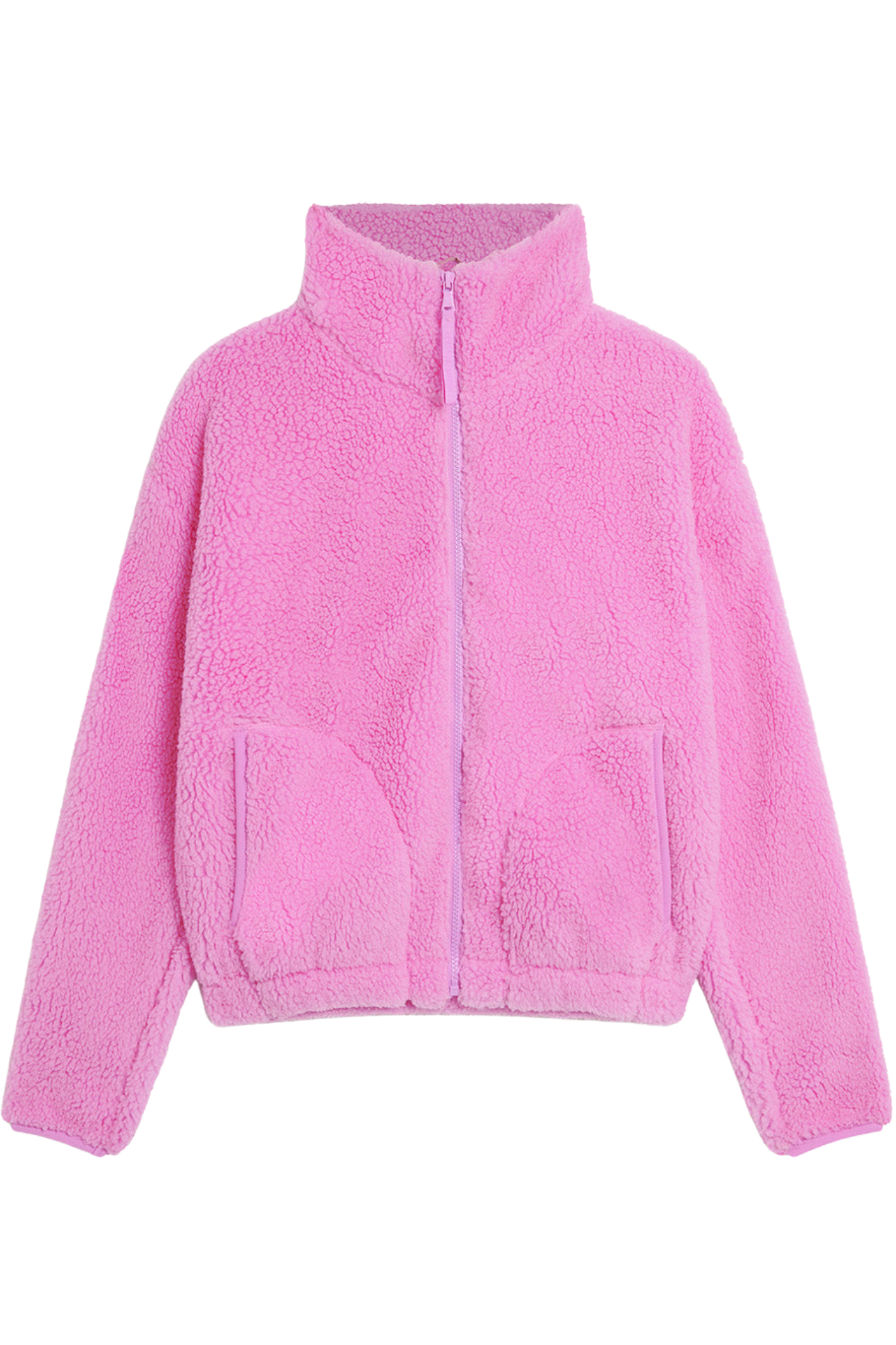 Gym+Coffee Industry Fleece High Collar Jacket in Neon Pink soft fleece jacket available to shop at Dotique by Gym+Coffee