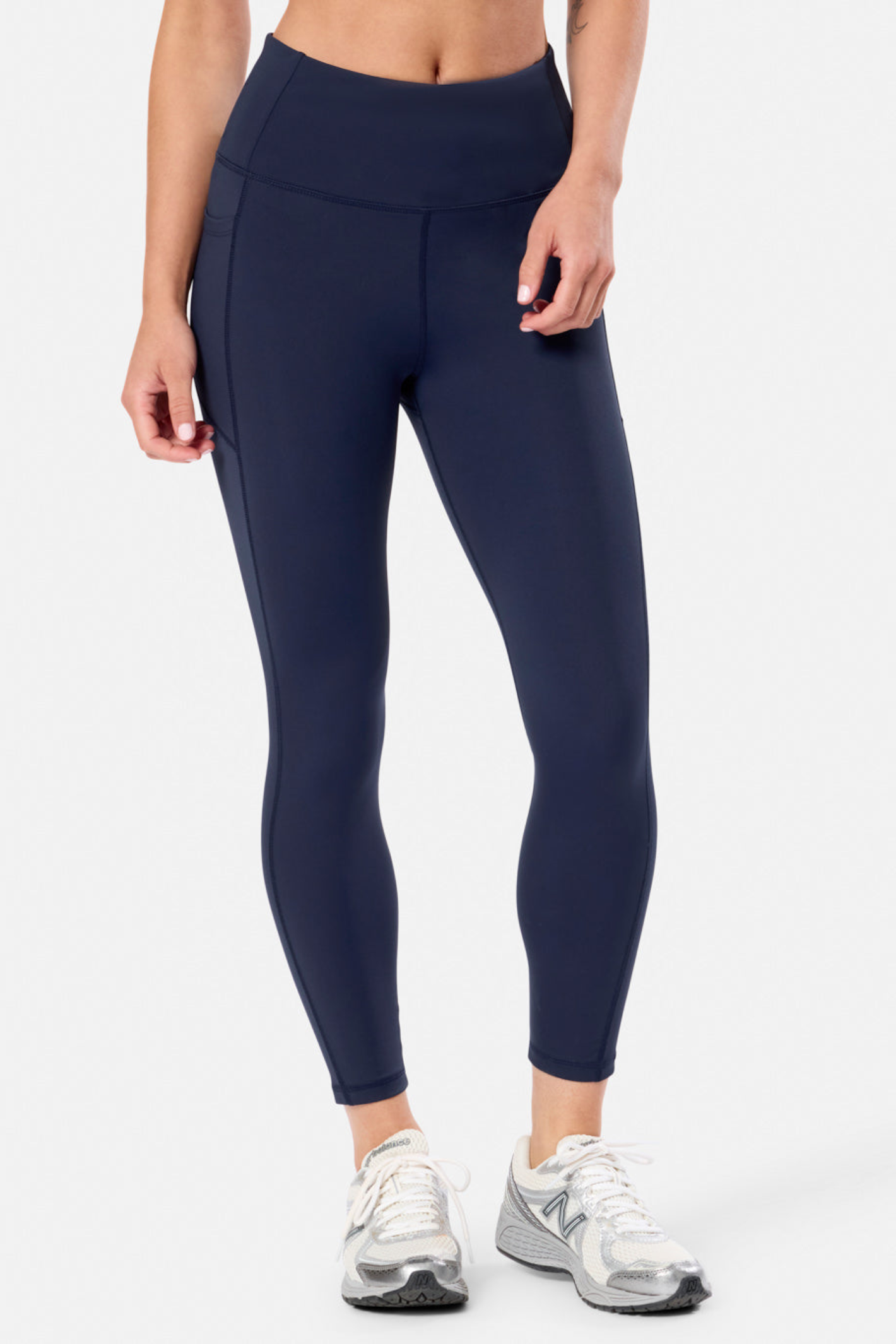 Gym+Coffee Womens Relentless Legging 7/8 Twilight Navy shown worn, shop Gym+Coffee at Dotique for comfort and style.